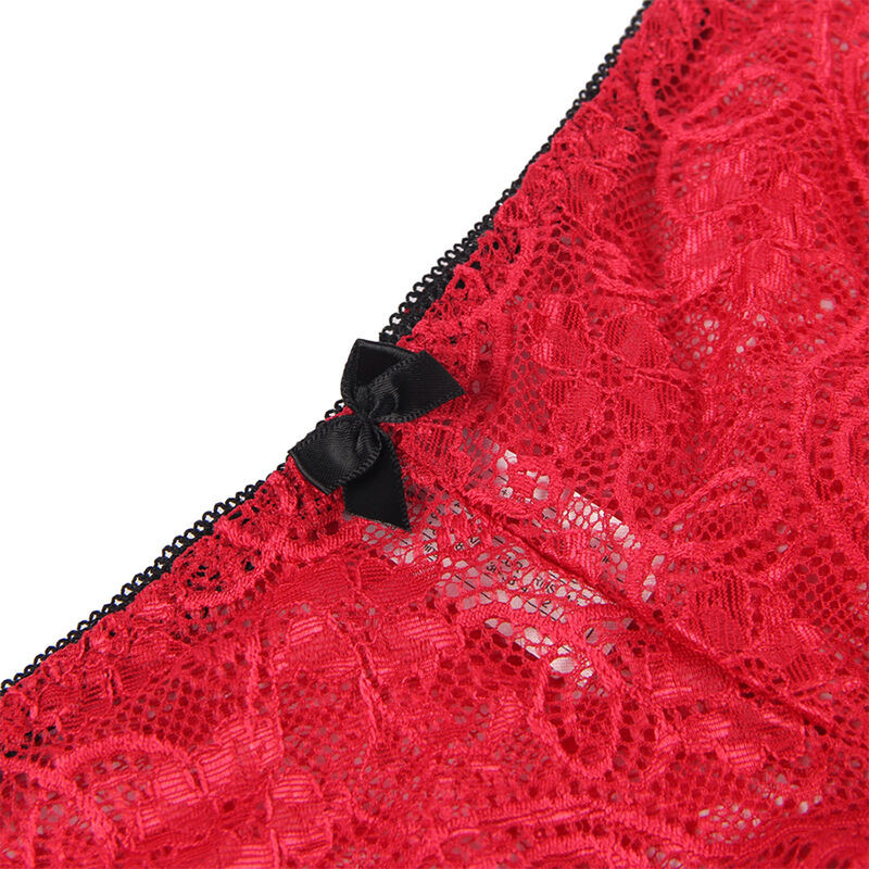 SUBBLIME 953904 SET 3 PIEZAS ENCAJE Y SATEN ROJO L XL