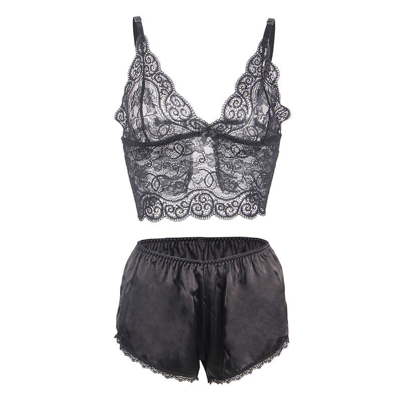 SUBBLIME 953928 SET 3 PIEZAS ENCAJE Y SATEN NEGRO L XL
