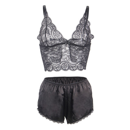 SUBBLIME 953928 SET 3 PIEZAS ENCAJE Y SATEN NEGRO L XL