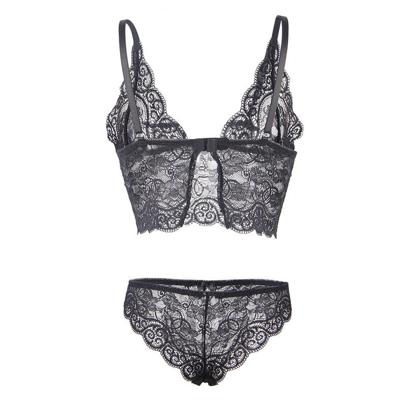 SUBBLIME 953928 SET 3 PIEZAS ENCAJE Y SATEN NEGRO L XL