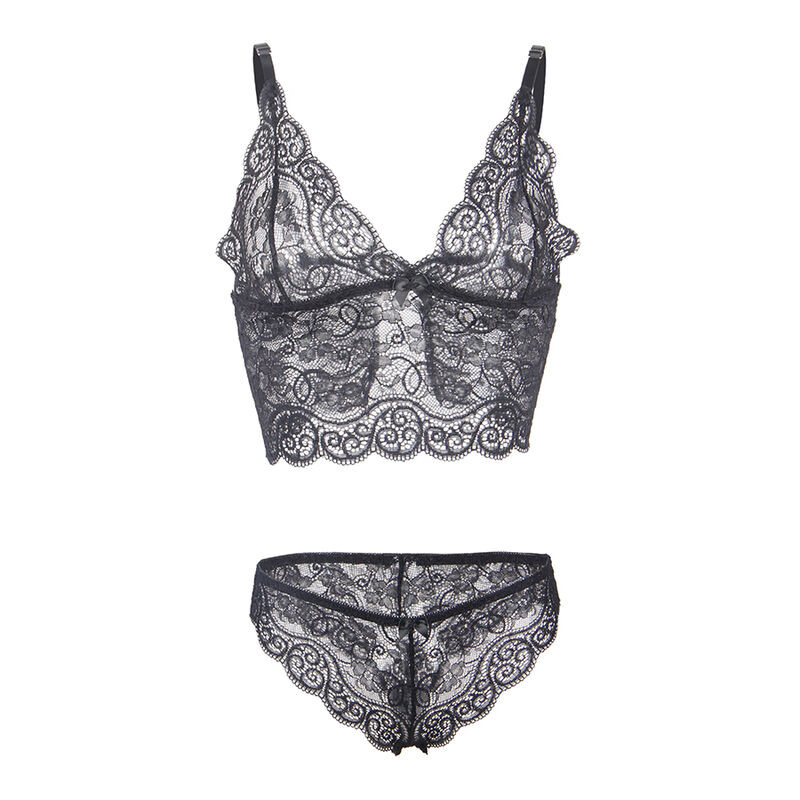 SUBBLIME 953928 SET 3 PIEZAS ENCAJE Y SATEN NEGRO L XL