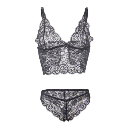 SUBBLIME 953928 SET 3 PIEZAS ENCAJE Y SATEN NEGRO L XL