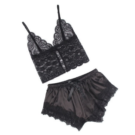 SUBBLIME 953935 PIJAMA SEXY SATEN Y ENCAJE NEGRO S M