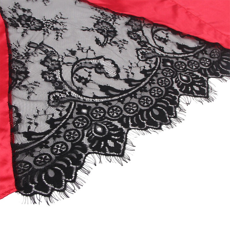 SUBBLIME 954024 CAMISON DE ENCAJE ESPALDA TRANSPARENTE TANGA ROJO NEGRO L XL