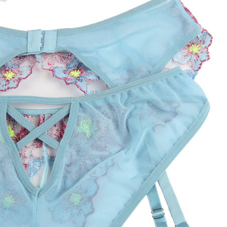 SUBBLIME 954109 SUJETADOR PANTIES CON LIGUERO DISENO FLORAL AZUL S M