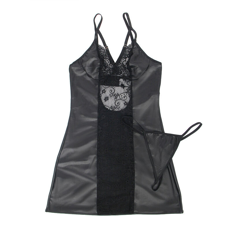 SUBBLIME 954178 VESTIDO TANGA CUERO NEGRO L XL