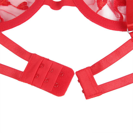 SUBBLIME 954321 SUJETADOR TANGA LIGUEROS ESTAMPADO DE CORAZONES ROJO S M