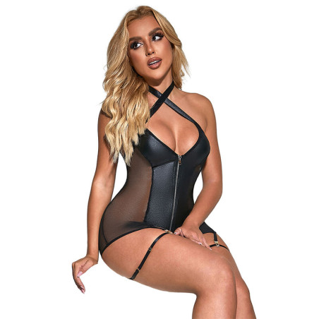 SUBBLIME 954444 VESTIDO SEXY DE REJILLA CUERO NEGRO S M