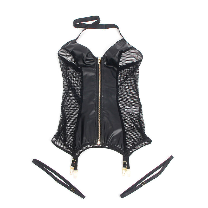 SUBBLIME 954451 VESTIDO SEXY DE REJILLA CUERO NEGRO L XL
