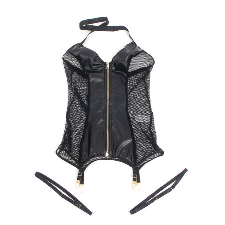 SUBBLIME 954451 VESTIDO SEXY DE REJILLA CUERO NEGRO L XL