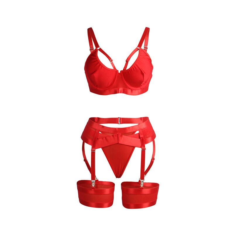 SUBBLIME 955250 SET SUJETADOR CON LIGUERO BONDAGE ROJO S M