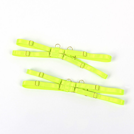SUBBLIME 955274 SET SUJETADOR CON COLLAR Y DETALLES PARA PIERNAS VERDE FLUORESCENTE S M