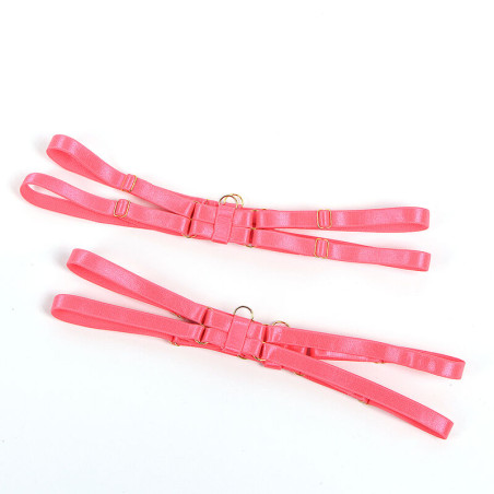 SUBBLIME 955298 SET SUJETADOR CON COLLAR Y DETALLES PARA PIERNAS ROSA FLUORESCENTE S M