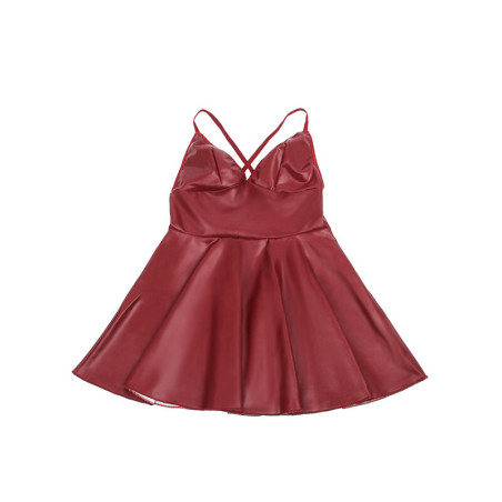 SUBBLIME 955397 VESTIDO CON TIRANTES DE CUERO BURDEOS S M