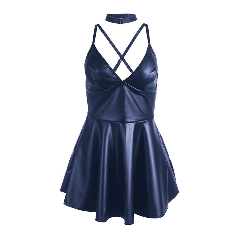 SUBBLIME 955410 VESTIDO CON TIRANTES DE CUERO AZUL S M
