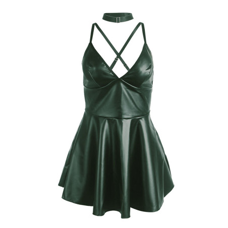SUBBLIME 955434 VESTIDO CON TIRANTES DE CUERO VERDE S M