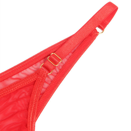 SUBBLIME 955519 CONJUNTO SUJETADOR CON CADENAS Y CORAZON DE MALLA ROJO S M