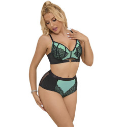 SUBBLIME 955557 CONJUNTO SUJETADOR CON CREMALLERA DE MALLA DE CHAROL VERDE S M 2