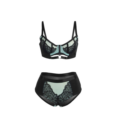 SUBBLIME 955557 CONJUNTO SUJETADOR CON CREMALLERA DE MALLA DE CHAROL VERDE S M