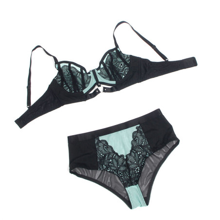 SUBBLIME 955557 CONJUNTO SUJETADOR CON CREMALLERA DE MALLA DE CHAROL VERDE S M