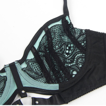 SUBBLIME 955557 CONJUNTO SUJETADOR CON CREMALLERA DE MALLA DE CHAROL VERDE S M