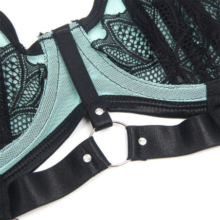 SUBBLIME 955557 CONJUNTO SUJETADOR CON CREMALLERA DE MALLA DE CHAROL VERDE S M