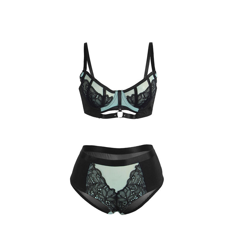 SUBBLIME 955564 CONJUNTO SUJETADOR CON CREMALLERA DE MALLA DE CHAROL VERDE L XL