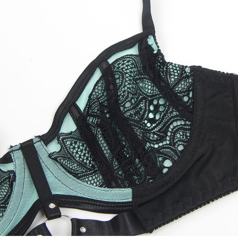 SUBBLIME 955564 CONJUNTO SUJETADOR CON CREMALLERA DE MALLA DE CHAROL VERDE L XL