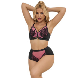 SUBBLIME 955571 CONJUNTO SUJETADOR CON CREMALLERA DE MALLA DE CHAROL ROSA S M
