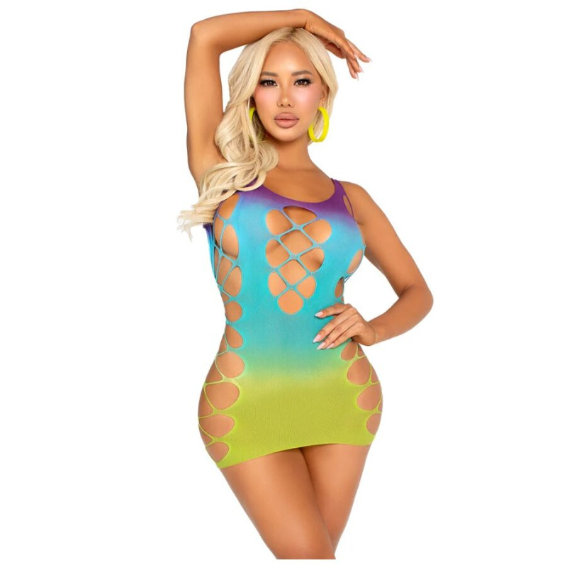 LEG AVENUE MINI VESTIDO SIN COSTURAS Y ABERTURAS OCEAN