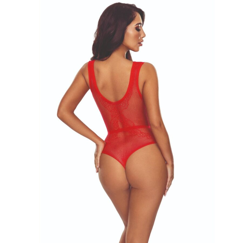 PASSION BS115 BODYSTOCKING REJILLA ROJO