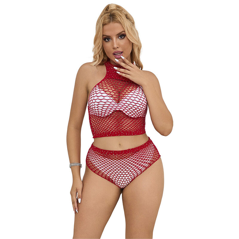 SUBBLIME 952402 SET DE REJILLA CON BRILLANTES ROJO TALLA UNICA