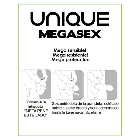 UNIQ MEGASEX PRESERVATIVOS SENSITIVOS CON LIGUERO SIN LATEX 3 UNIDADES