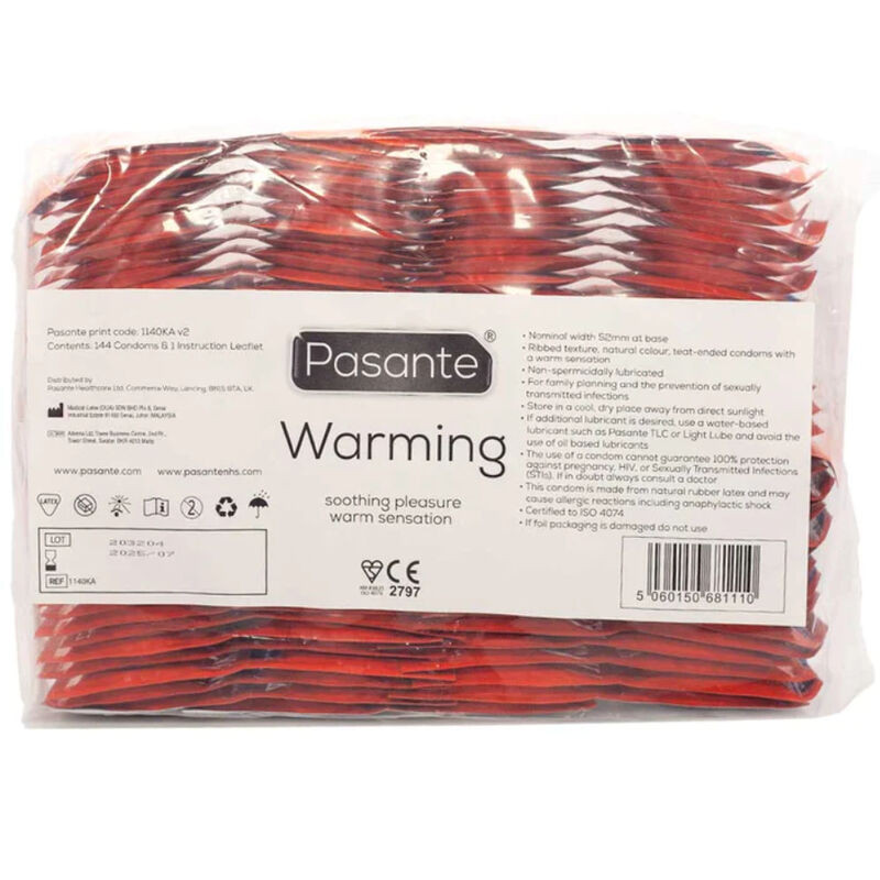 PASANTE PRESERVATIVO EFECTO CALOR BOLSA 144 UNIDADES