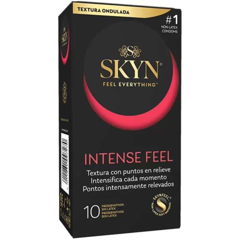 SKYN PRESERVATIVO INTENSE FEEL TEXTURA CON DISENO ONDULADO 10 UNIDADES