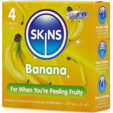 SKINS PRESERVATIVOS PREMIUM SABOR PLATANO PACK 4