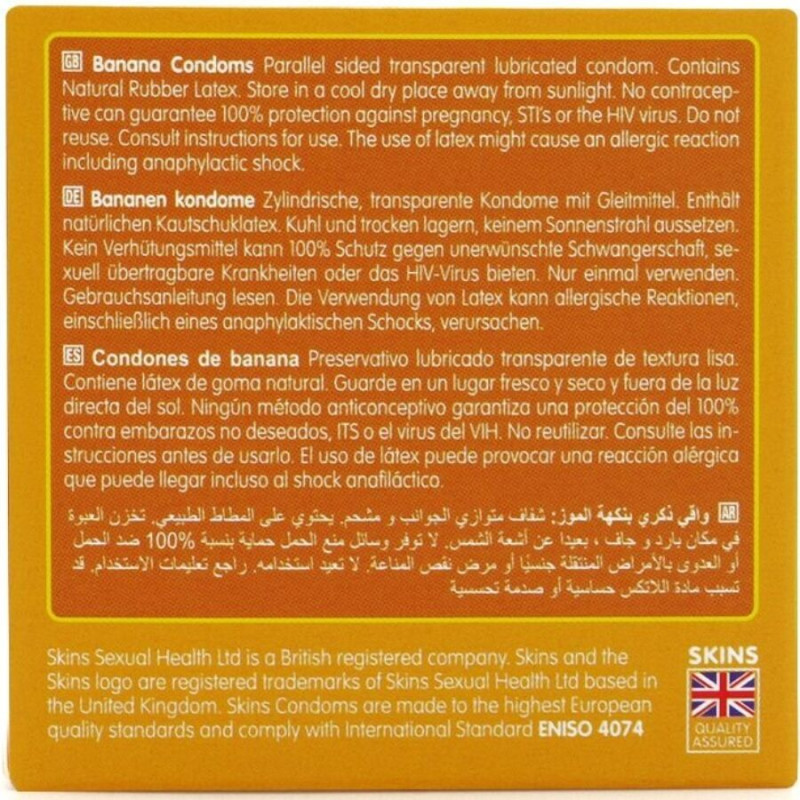SKINS PRESERVATIVOS PREMIUM SABOR PLATANO PACK 4