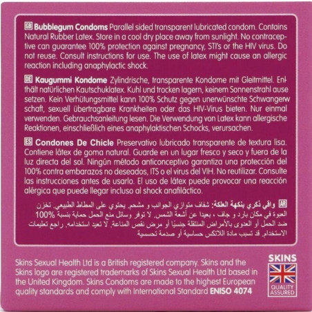 SKINS PRESERVATIVOS PREMIUM SABOR CHICLE PACK 4