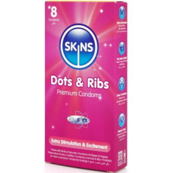 SKINS DOTS RIBS PRESERVATIVOS PREMIUM PACK 8 2
