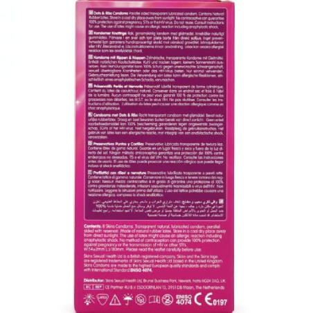 SKINS DOTS RIBS PRESERVATIVOS PREMIUM PACK 8