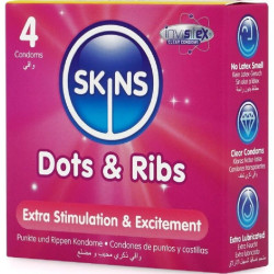 SKINS DOTS RIBS PRESERVATIVOS PREMIUM PACK 4 2