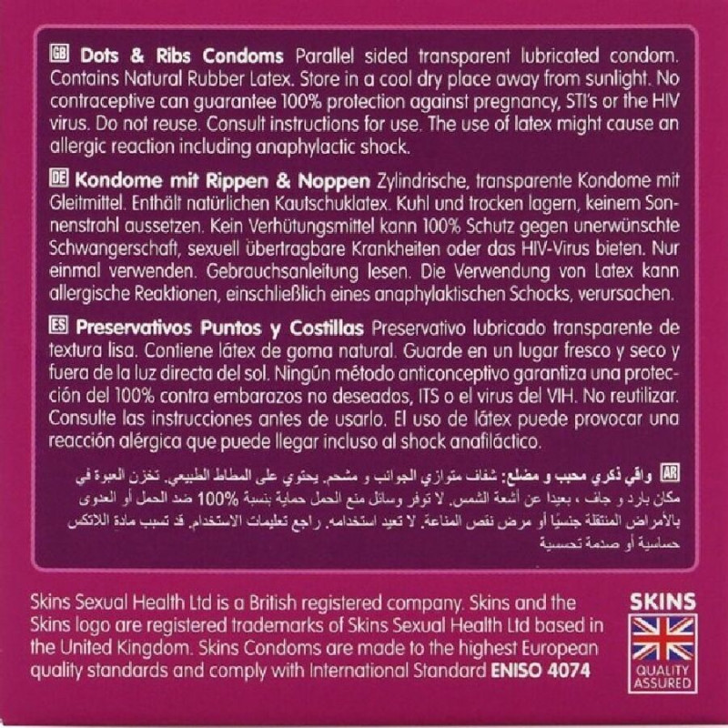 SKINS DOTS RIBS PRESERVATIVOS PREMIUM PACK 4