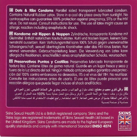 SKINS DOTS RIBS PRESERVATIVOS PREMIUM PACK 4