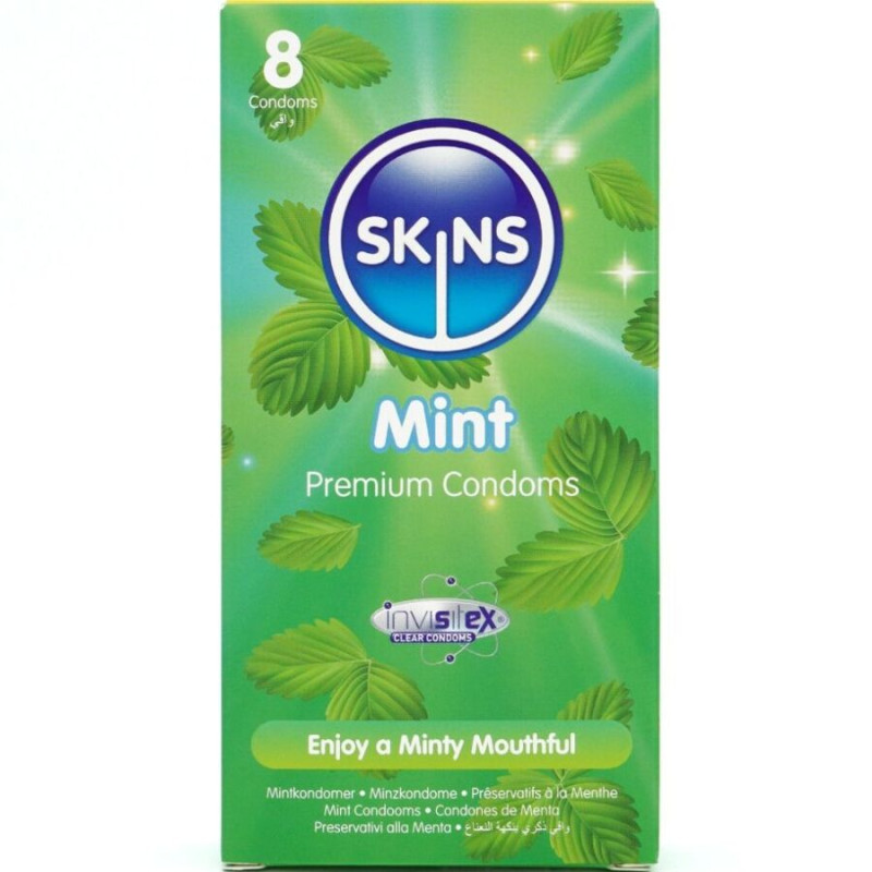 SKINS PRESERVATIVOS PREMIUM SABOR MENTA PACK 8