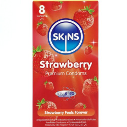 SKINS PRESERVATIVOS PREMIUM SABOR FRESA PACK 8