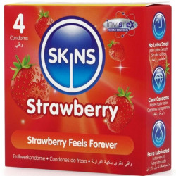 SKINS PRESERVATIVOS PREMIUM SABOR FRESA PACK 4 2