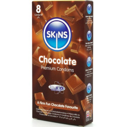 SKINS PRESERVATIVOS PREMIUM SABOR CHOCOLATE PACK 8 2