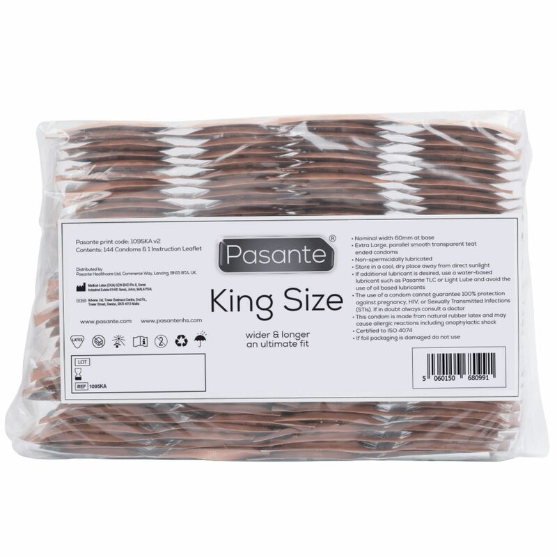 PASANTE PRESERVATIVOS KING MS LARGOS Y ANCHOS BOLSA 144 UNIDADES