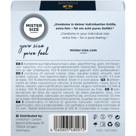 MISTER SIZE PRESERVATIVOS TALLA M 53 MM 3 UNIDADES