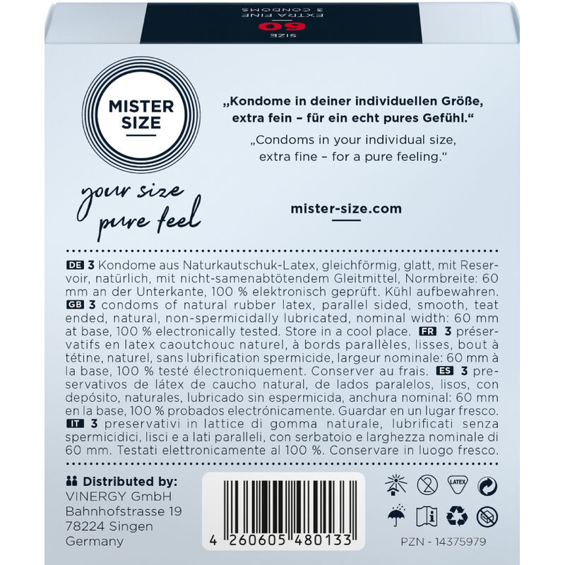 MISTER SIZE PRESERVATIVOS TALLA XL 60 MM 3 UNIDADES